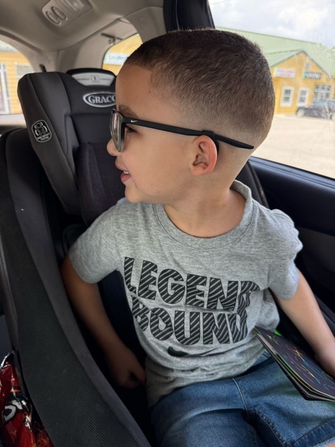 Young client's fresh cut